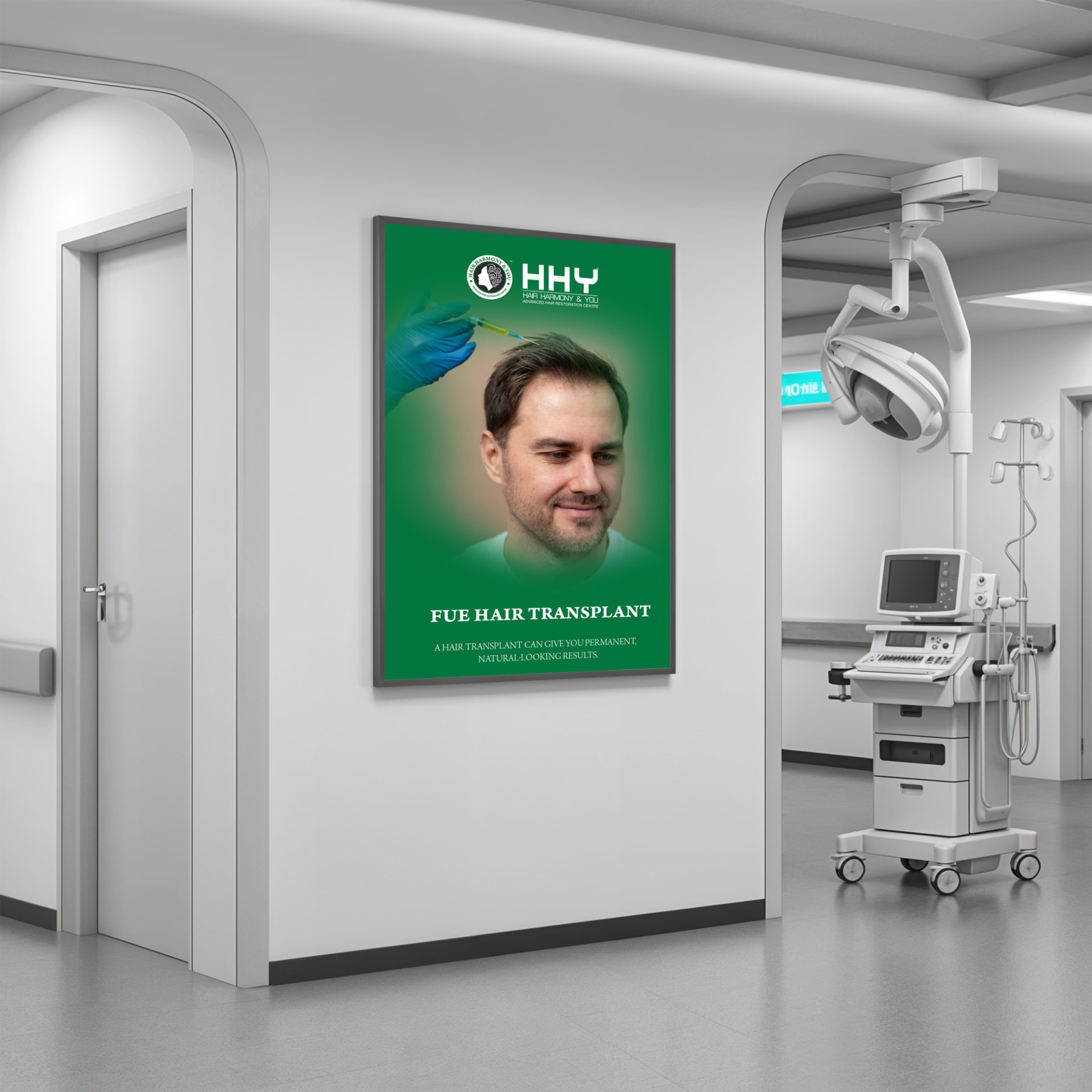 HHY FUE Hair Transplant clinic poster