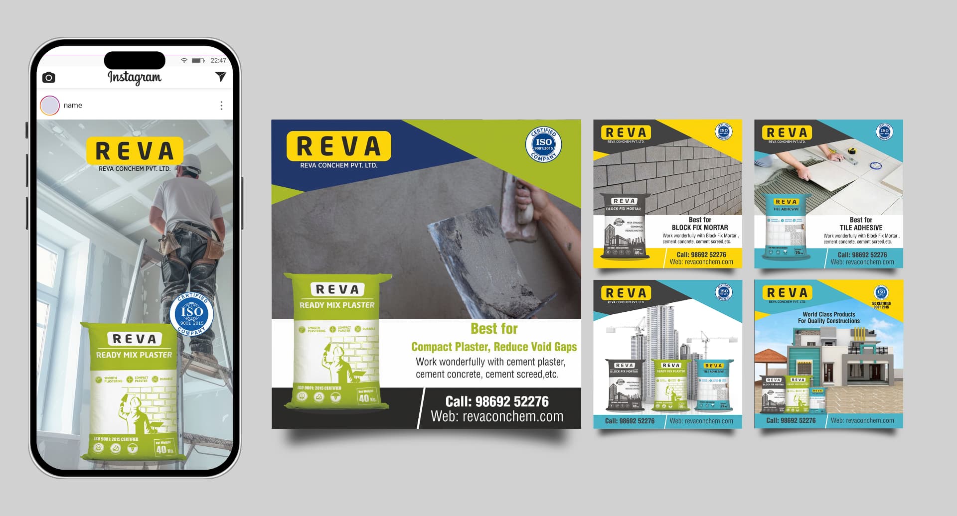 REVA Conchem social media campaign creatives for construction products