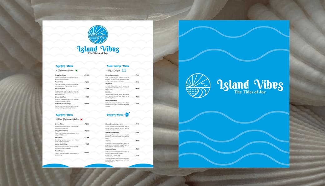 Island Vibes premium restaurant menu card design